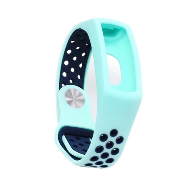 Correa de silicona para Huawei Honor Band 4 5 pulsera deportiva inteligente dos tonos porosa correa de reemplazo transpirable para Honor Band 3 4 Band5: cyan with dark blue