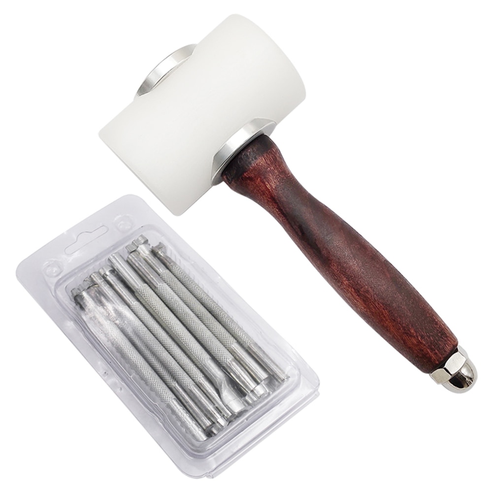 Leather Craft Tools Leather Carving Hammer DIY Leathercraft Mallet Nylon T Head With Wooden Handle Cowhide Sew Leather Tools