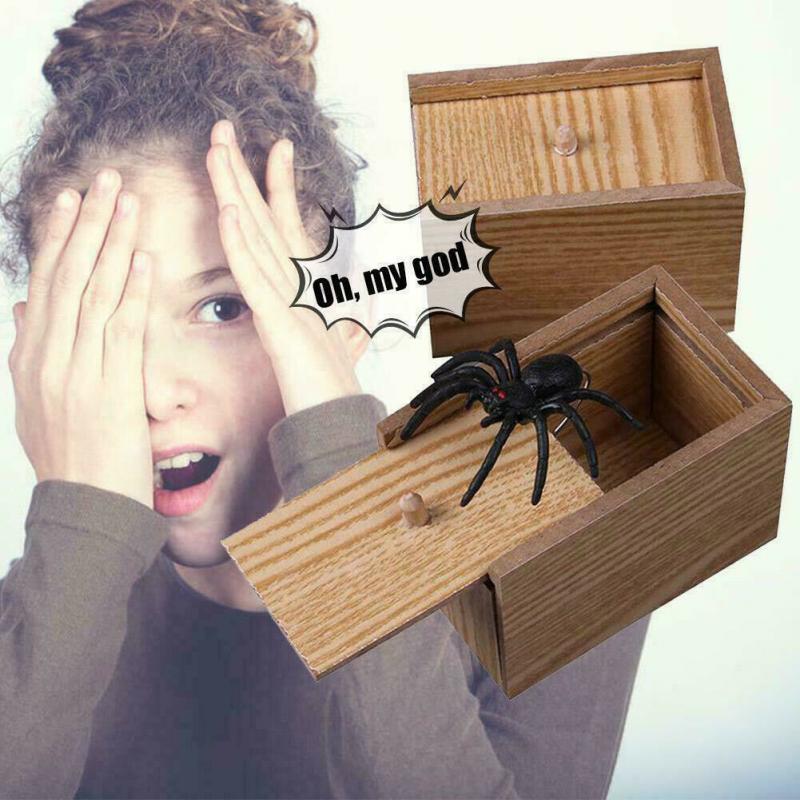 Grappige Prank Spider Schrikken Doos Truc Joke Halloween Spider/Schorpioen/Verrassende Houten Doos Speelgoed Voor Uw kids