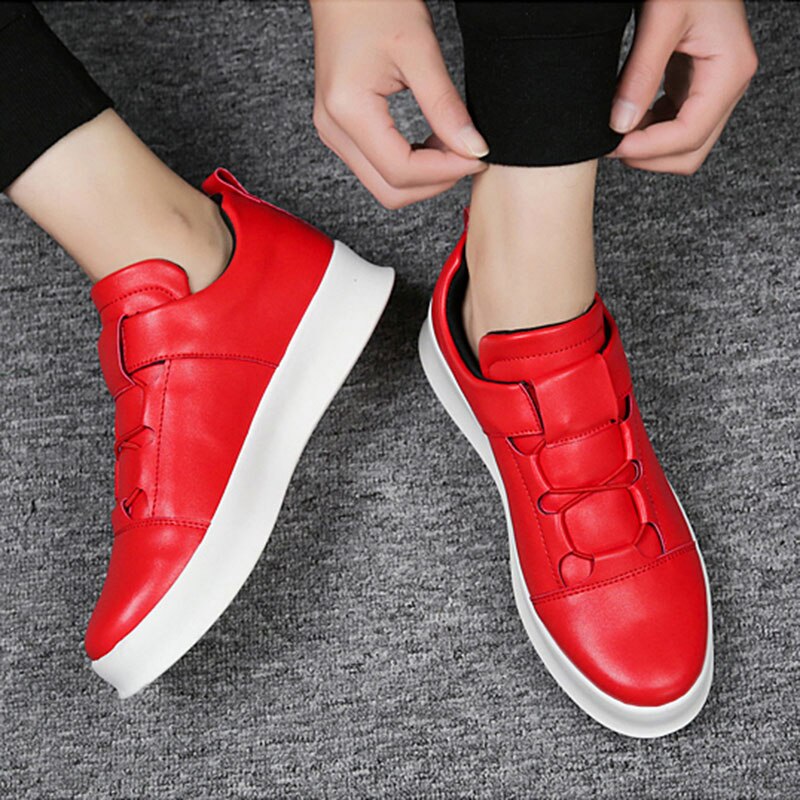 Män läder fritidsskor trend vild lok fu ökad andas runt huvud vita sneakers skor män vintage skor legther no .267