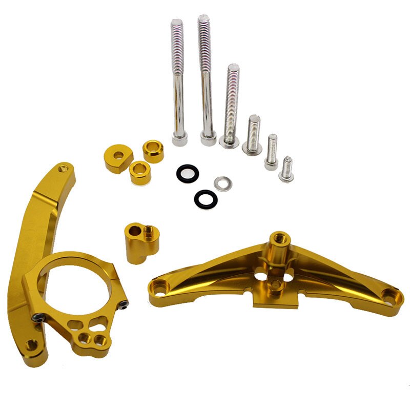 Lenkung Dämpfer Halterung einstellen für Yamaha FZ1 FAZER FZ1-N 2006 CNC Aluminium Stabilisator Lineare Dämpfer Montage Unterstützung: Gold Halterung