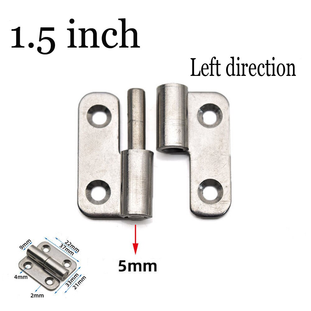 Thickened 304 stainless steel detachable hinge, heavy machinery and equipment hinge, 2 inch detachable industrial hinge: 1.5left