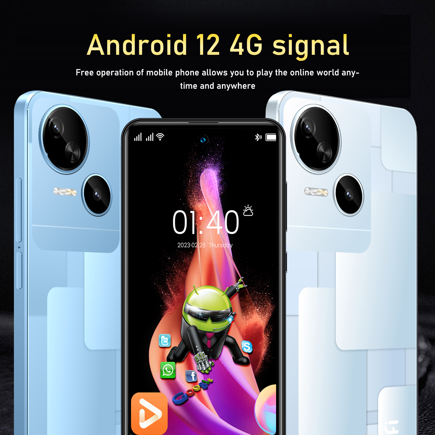 FuffI-6.56 polegadas, rede 4g, 4gb ram 32gb rom, câmera 5 + 13mp, smartphone android, google play store, sim duplo, telefones celulares