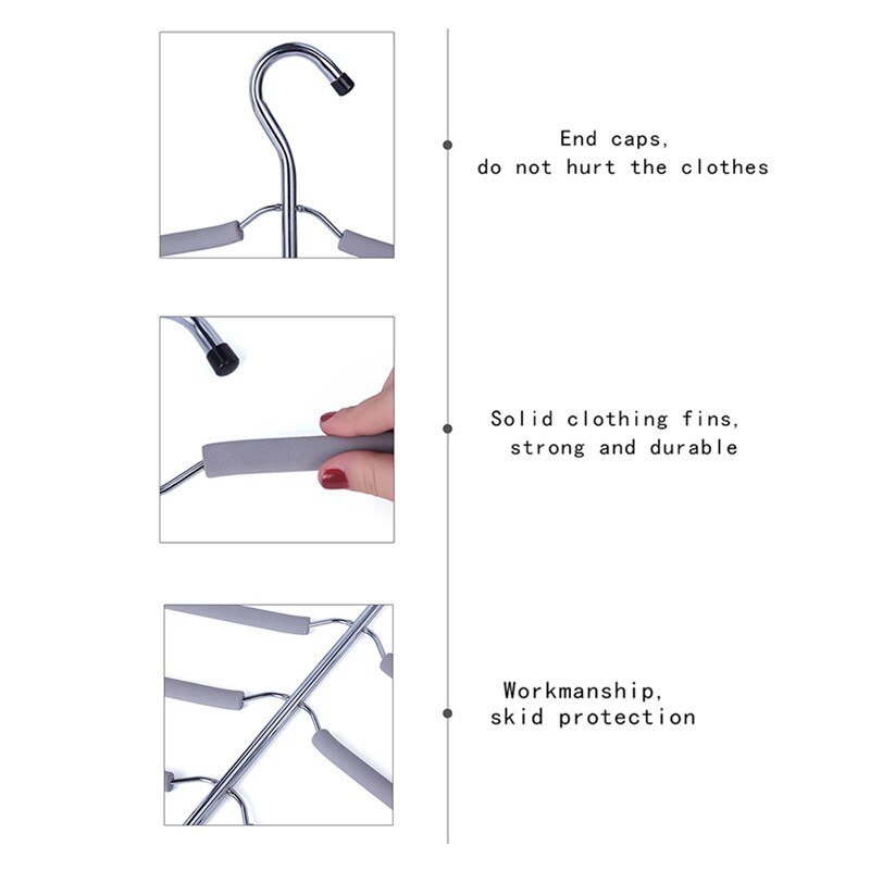 Multilayer Fish Bone Shape Stainless Steel Clothing Storage Racks Clothes Hanger Storage Holder Wardrobe Laundry Drying Rack