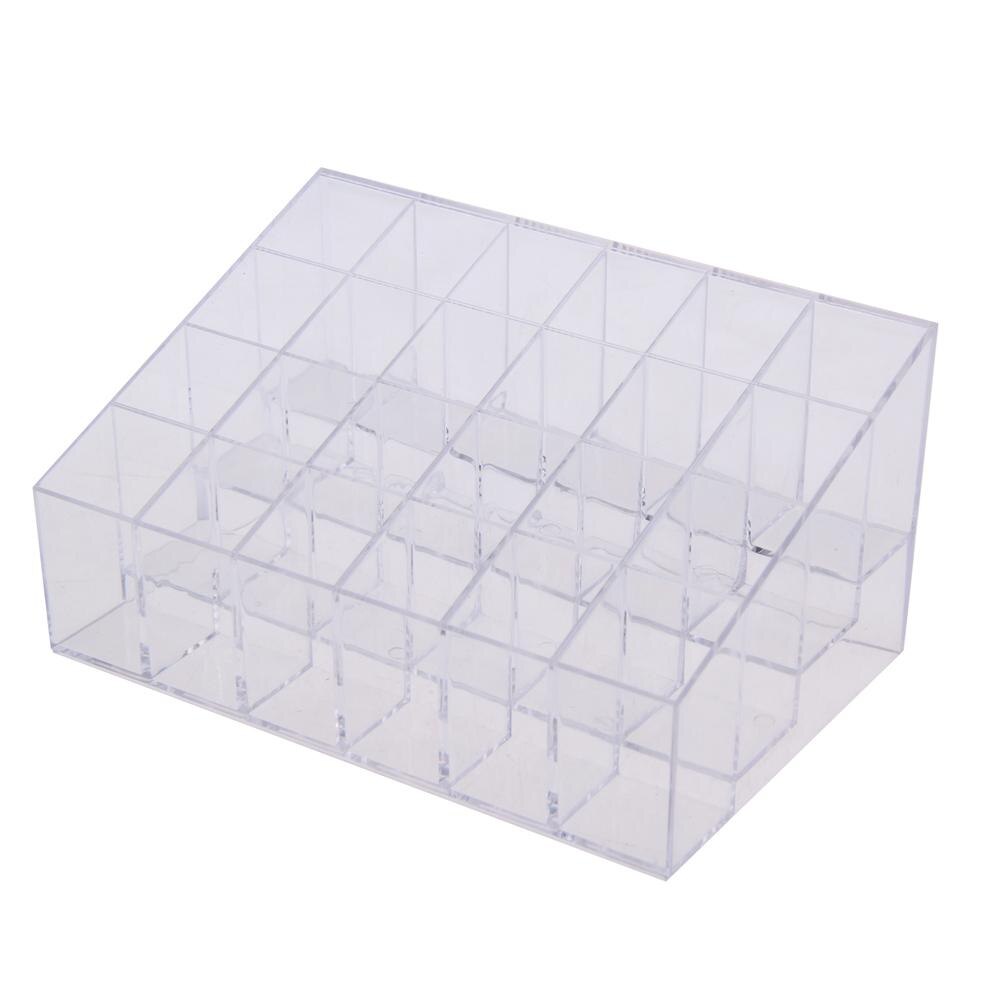 24 Cosmetic Jewelry Organizer Box Lipstick stand Clear Acrylic Makeup Holder Display Stand Storag Container Case