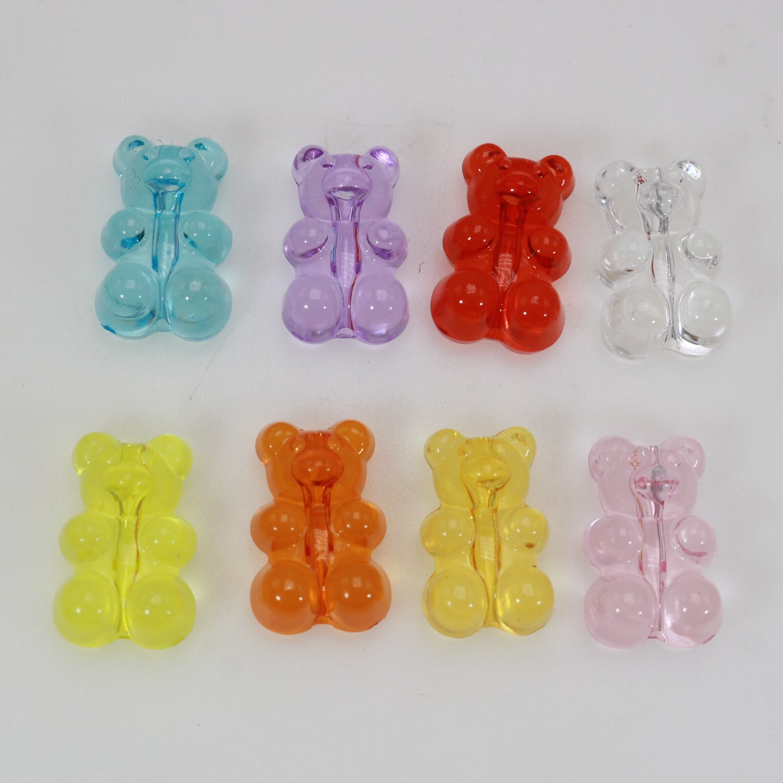 50 Mixed Color Transparent Acrylic Gummy Bear Beads 18mm vertical hole