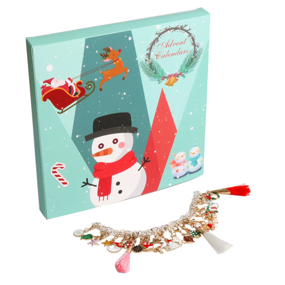 Jule adventskalendere nedtælling smykker charm armbånd halskæde børn æske til år gør-det-selv armbånd