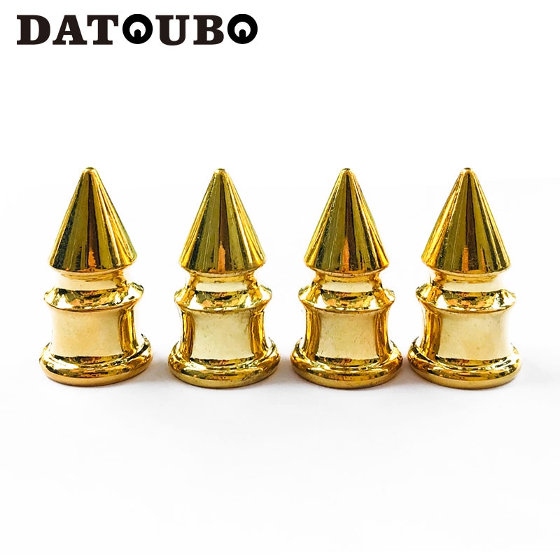 DATOUBO 4 pcs Gold Chrome Spike Car Bike Tire Valve Caps Tyre Air Valve Dust Caps Truck Bicycle Wheel Cap Trye