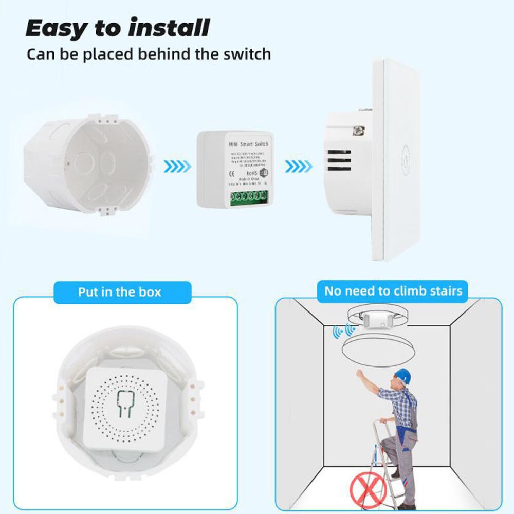 16A Mini Smart Wifi Smart DIY Switch Module APP/Voice Control Smart Home Automation Module Compatible with Alexa Google Home
