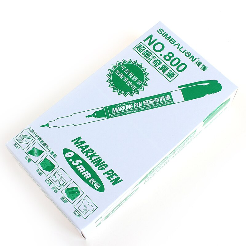 Simbalion 800 Ultra Fine Oil-based Marker Pen 0.5 mm Alcohol Base Ink 12 Colors Permanent Mark On Paper/Wood/Cloth/Metal/Glass