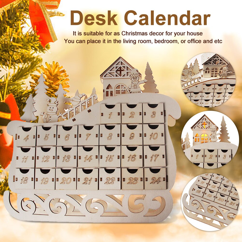 Träprydnad släde pyssel hantverk jul skrivbord kalender event festival låda vardagsrum kontor hem