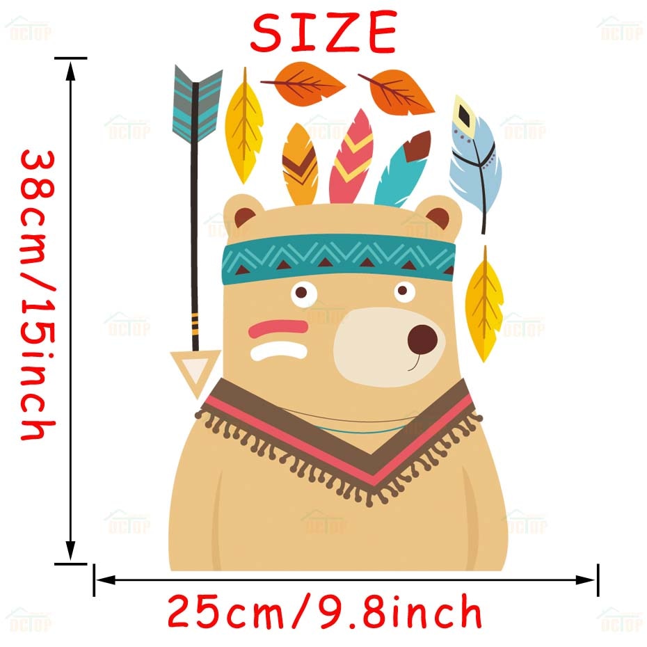 Chasse Tribal bois raton laveur chat mur décalcomanie chambre décor lapin ours autocollants pour pépinière enfants chambre maison murale: FCS8441
