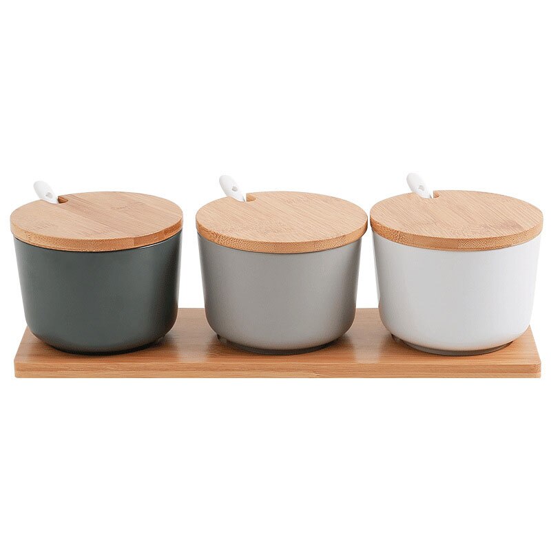 Kitchen Ceramic Spice Rack Salt Shaker And Pepper Shaker Jars For Spices With Cover Storage Bottle Box Holder Cooking Tools