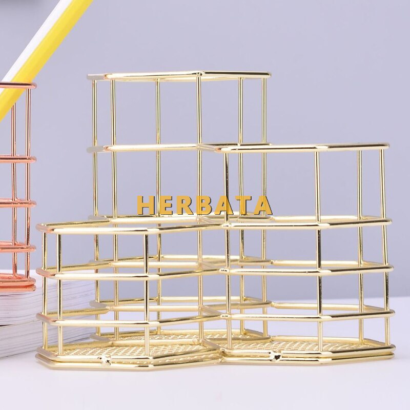 Metal pen pencil holder multifunctional desktop storage container desk organizer combination Office Accessories CL-2546