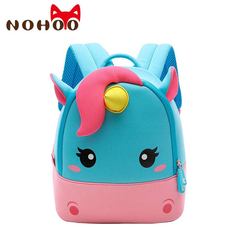 NOHOO school bags 3D Mini Unicorn Cartoon kids Backpack girls waterproof Kindergarten 2-8 Years mochila escolar sac a dos enfant