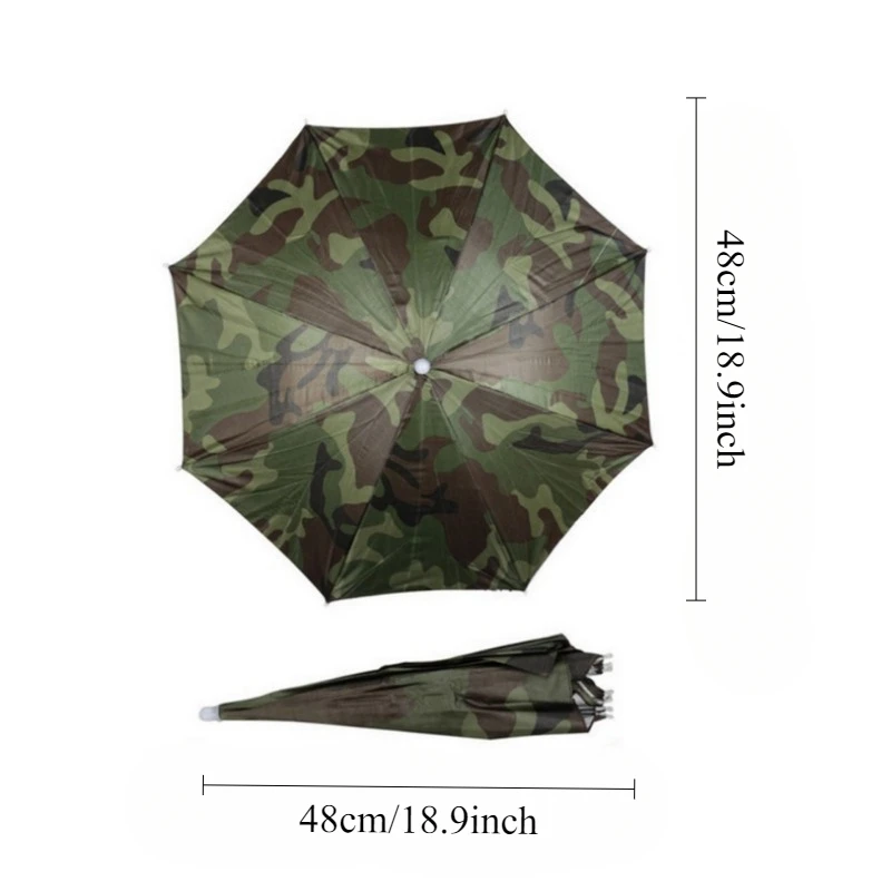 1pc cabeça ao ar livre guarda-chuva de pesca diâmetro 77cm portátil mãos livres ambiente proteger chuva abrigo pára-sol camuflagem verão