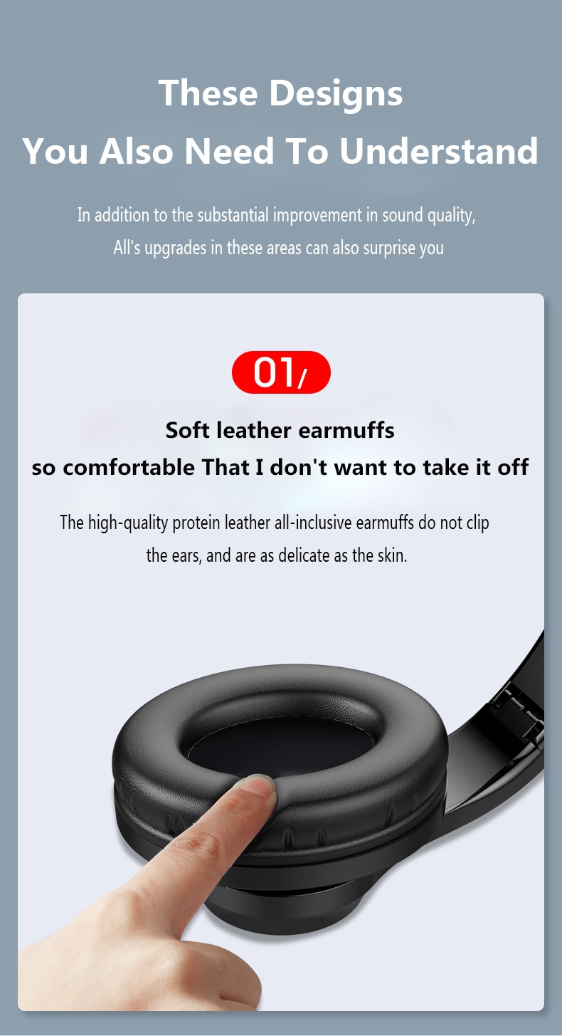 3.5mm Bluetooth 5.0 Headphones Over Ear Wireless Hi-Fi Stereo Headset Comfort Wearing hearing Protection Wireless Earphone