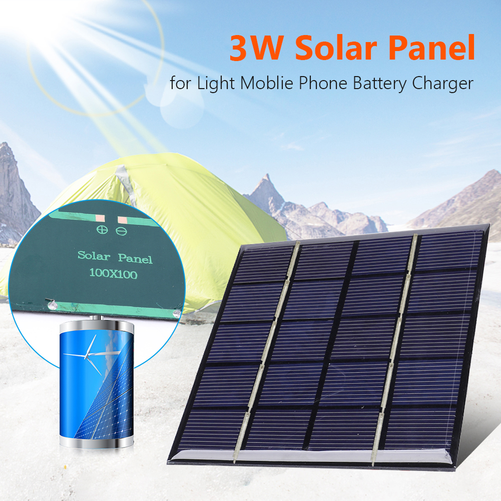 3W 5V Portable Solar Panel Charger Photovoltaic Cells for Solar Light for 3.7V Battery 3-5V Battery/Phone Charger