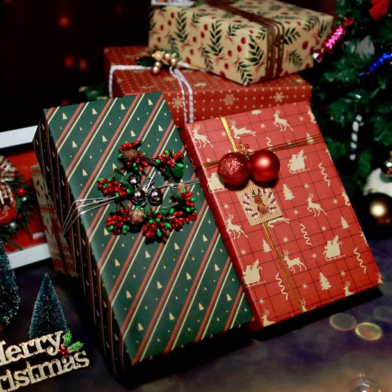 Wrapping Paper Sheets,For Christmas Birthday Party Wrapping Paper Set of 8 Wrap Papers Wrapping Paper
