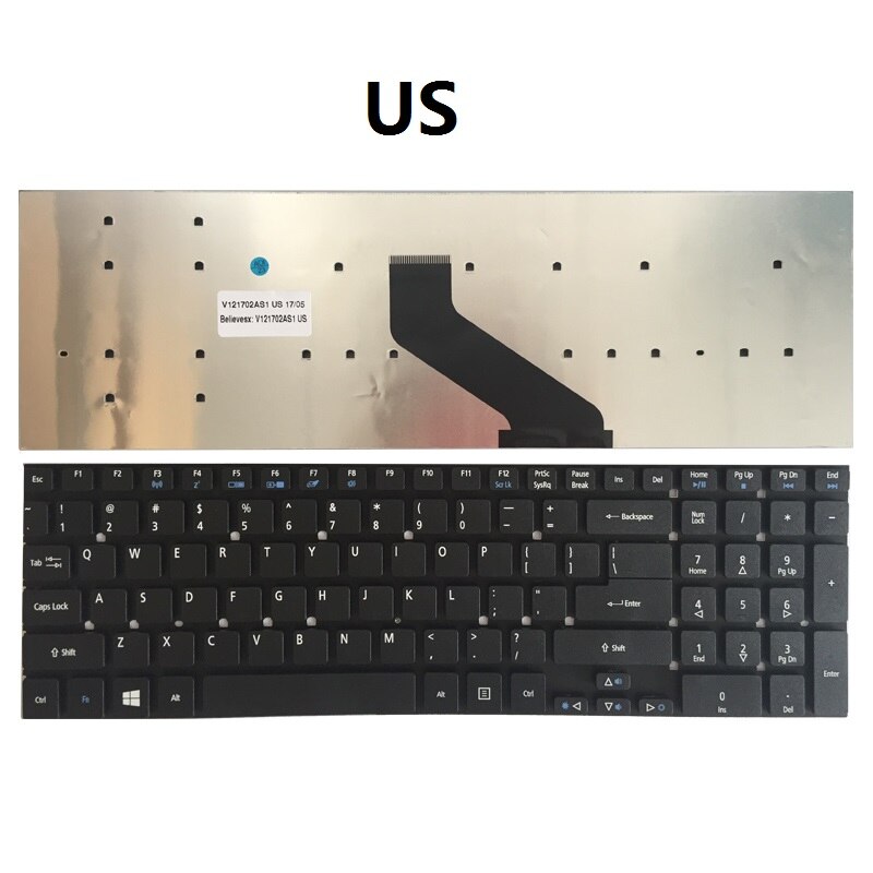 Teclado de EE. UU./FR/francés/SP/español/BR/brasileño para ACER Aspire, V3-551, V3-551G, V3-571, V3-571G, V3-731, V3-772: US NO Backlight