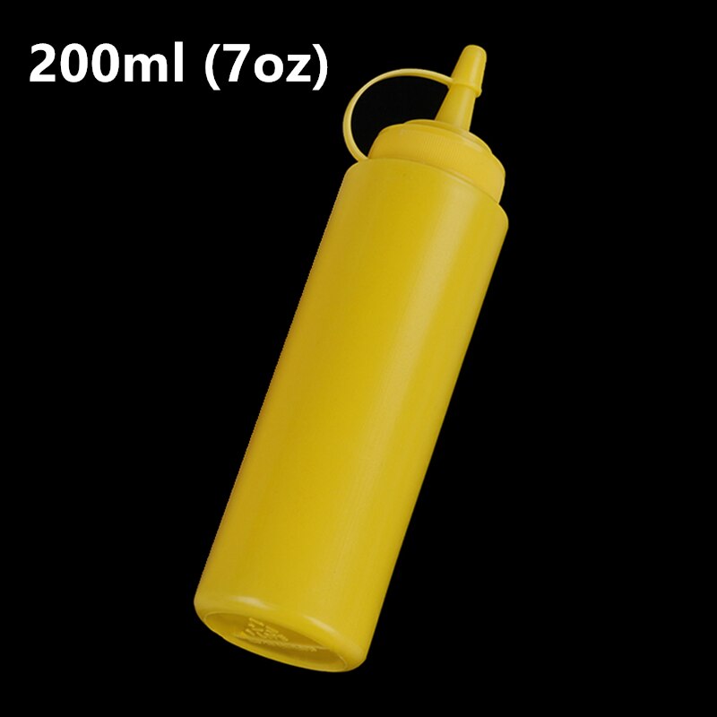 5/7/8/12Oz Saus Azijn Olie Ketchup Jus Cruet Keuken Accessoires Juskom Plastic Kruiderij dispenser Squeeze Fles: 200ml-yellow