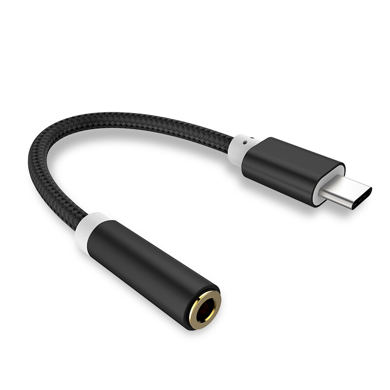 USB-C Type C Naar 3.5Mm Aux Audio Oplaadkabel Adapter Splitter Headphone Jack D: black