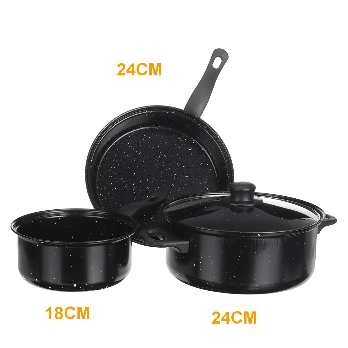 4pcs/set Nonstick Coating Fry Pan Cookware Set Dishwasher Safe PFOA Free With Plastic Handle Kitchen Pots Frying Pan Sets