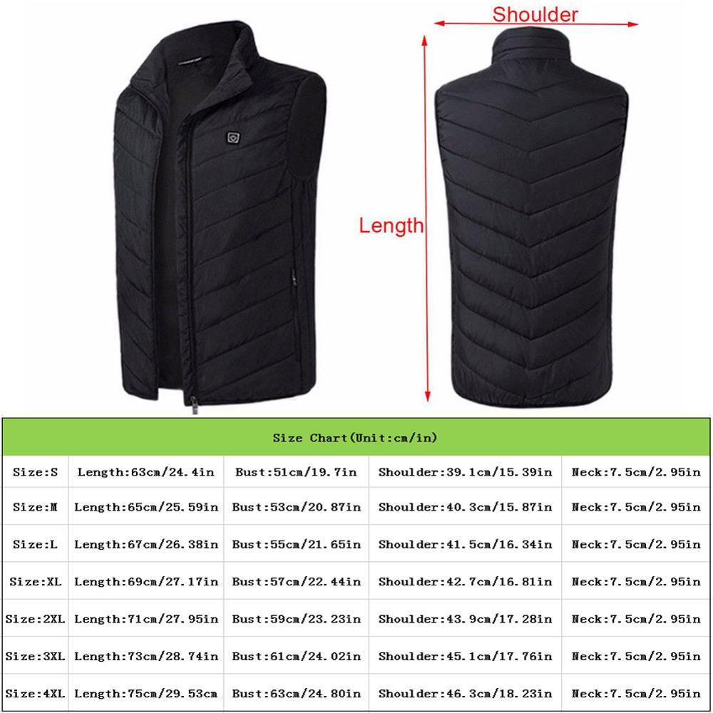 9 Heating Zones Heated Vest Jacket USB Men Winter Electrically Heated Sleeveless Jacket Travel Outdoor Waistcoat for Outdoor