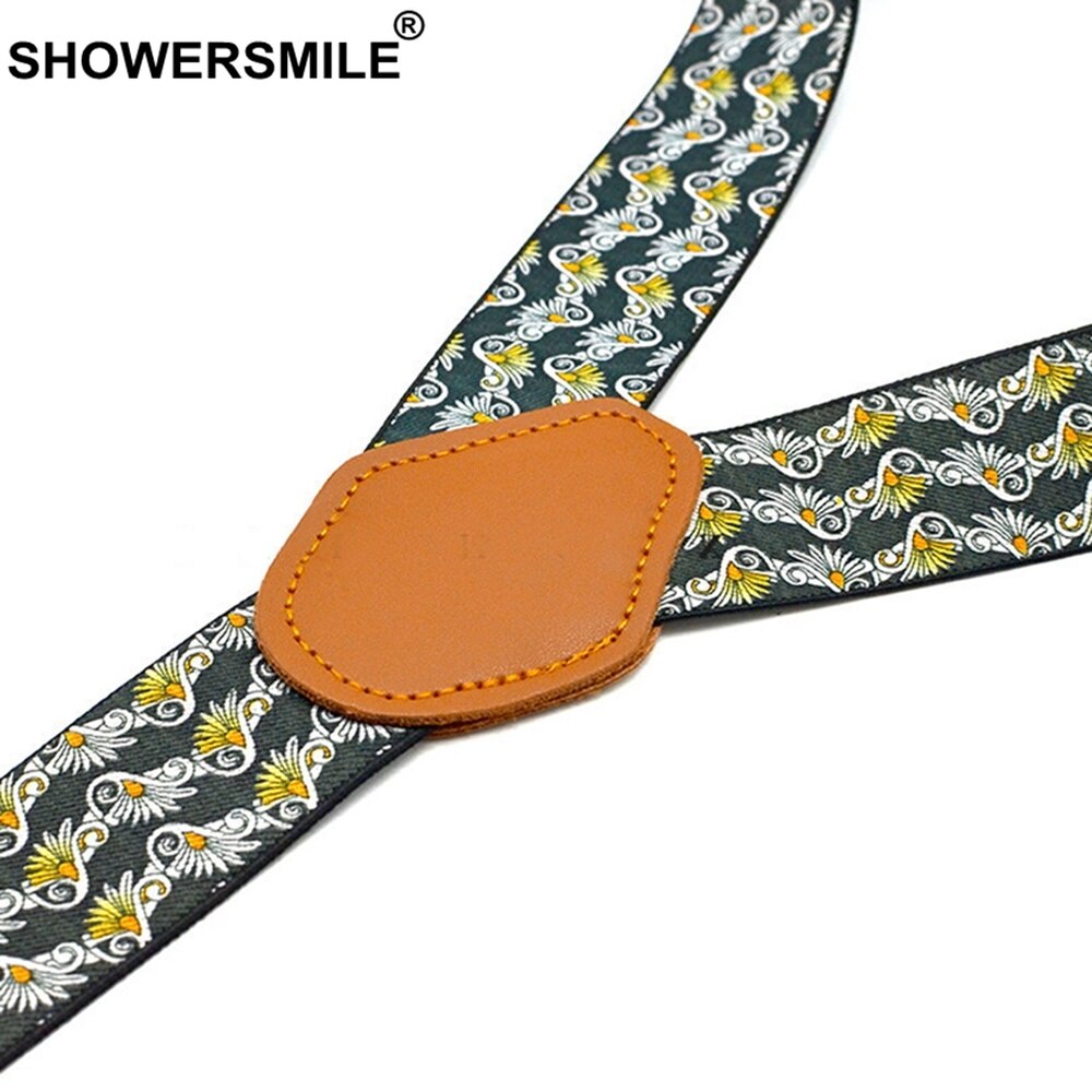 Bretelle con stampa pantaloni da uomo floreale blu scuro bretelle maschili con 3 clip in pelle Y bretelle per adulti regolabili posteriori 120cm * 3.5cm
