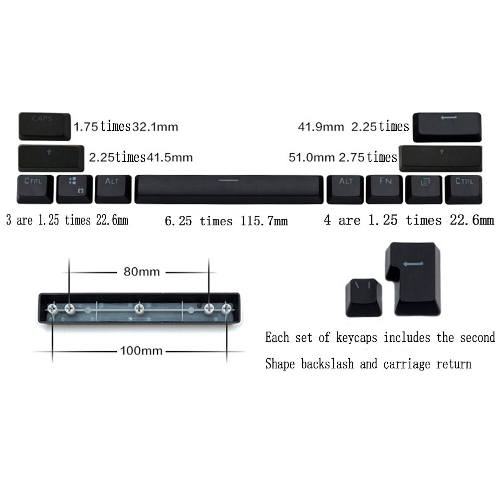 Gaming keycaps Mechanical keyboard cap Key 104 Keys Translucent Backlight Keycaps Russian/Korean Key Cap Switches, White & Black