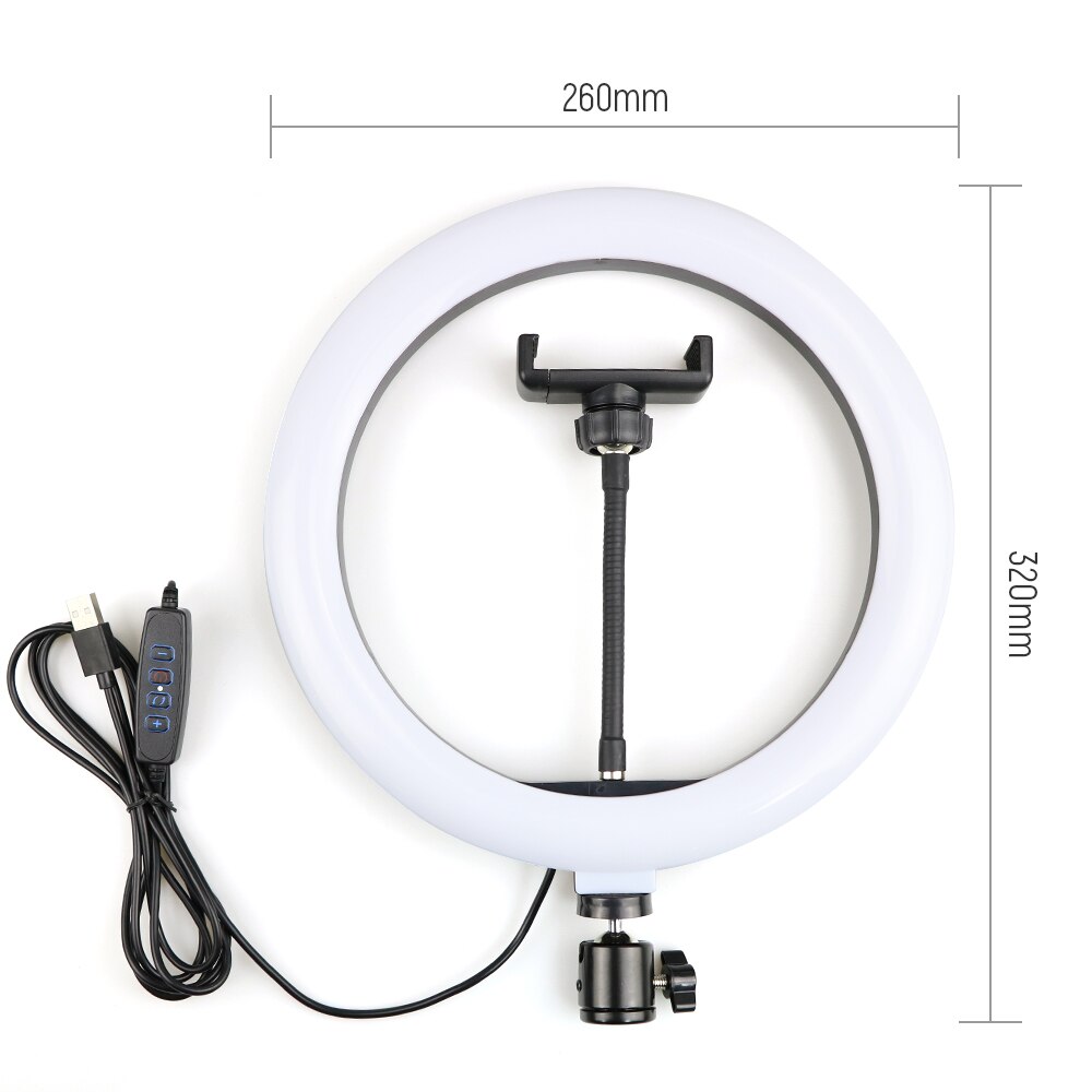 26cm/10inch LED Selfie Anello di Luce Dimmable HA CONDOTTO LA Lampada Anello Foto Video Macchina Fotografica Del Telefono Luce ad anello Per in diretta YouTube Luce di Riempimento: WHITE