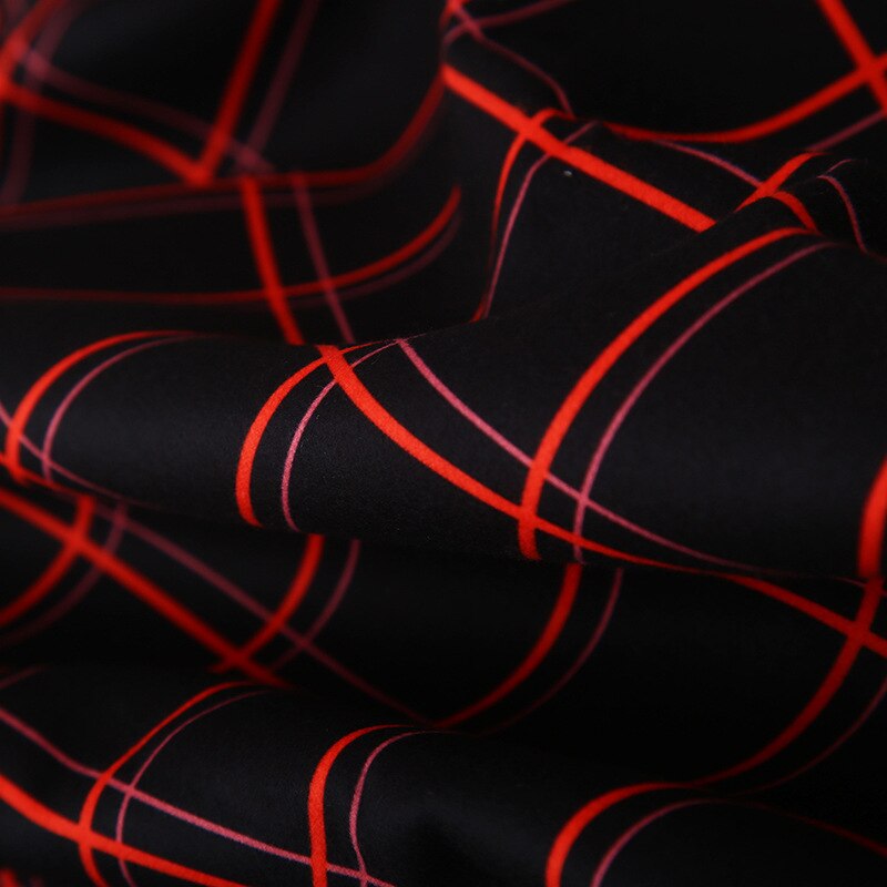 Rødt rutet trykt stof 150cm bredt mærke digital trykt stof satin kjole håndlavet diy stof klud