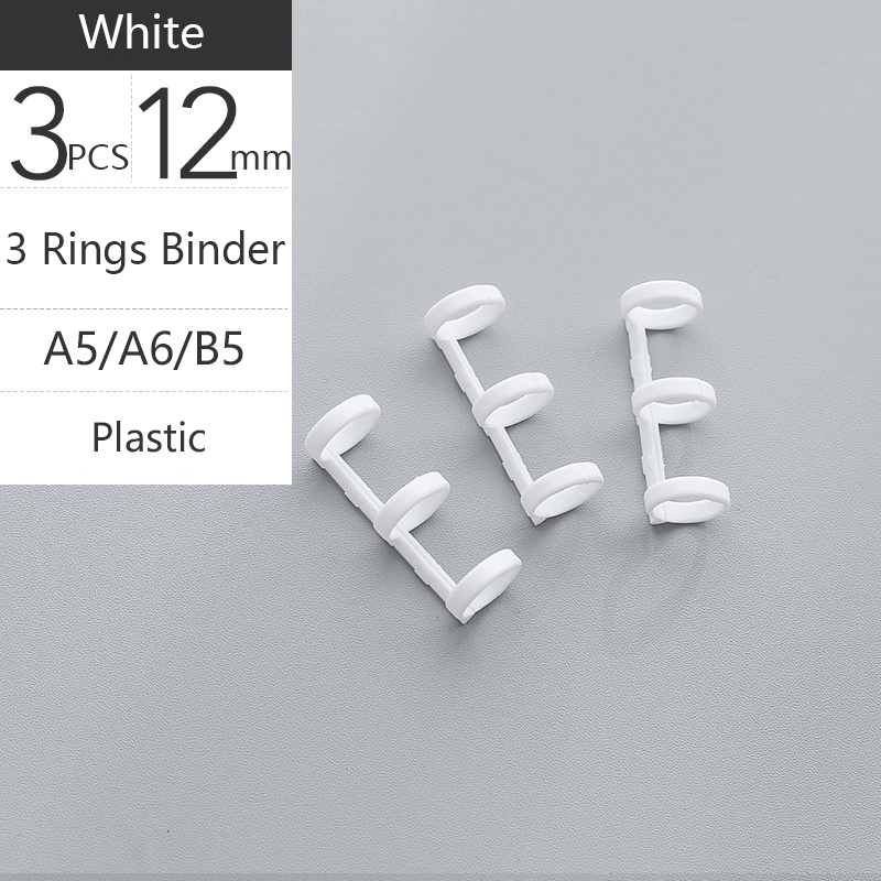 Colorful Plastic Loose-leaf Hinged Rings Binder Metal Notebook Ring DIY Books Binding Clamp Binder Desk Calendar Circle: Plastic White x3