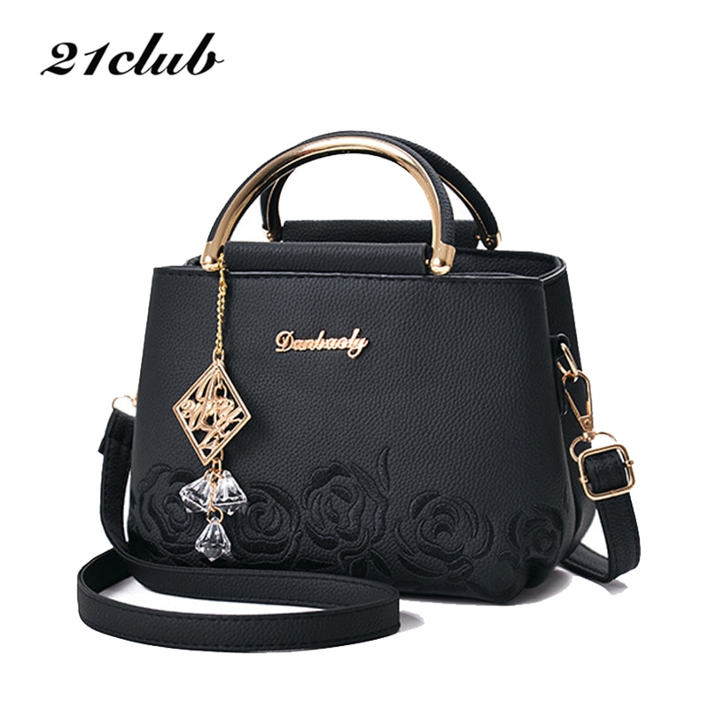 21club Stickerei Handtasche Top Griff Totes Frauen Floral Schwarz Kleine Handtasche Dame Partei Messenger Crossbody Handtaschen