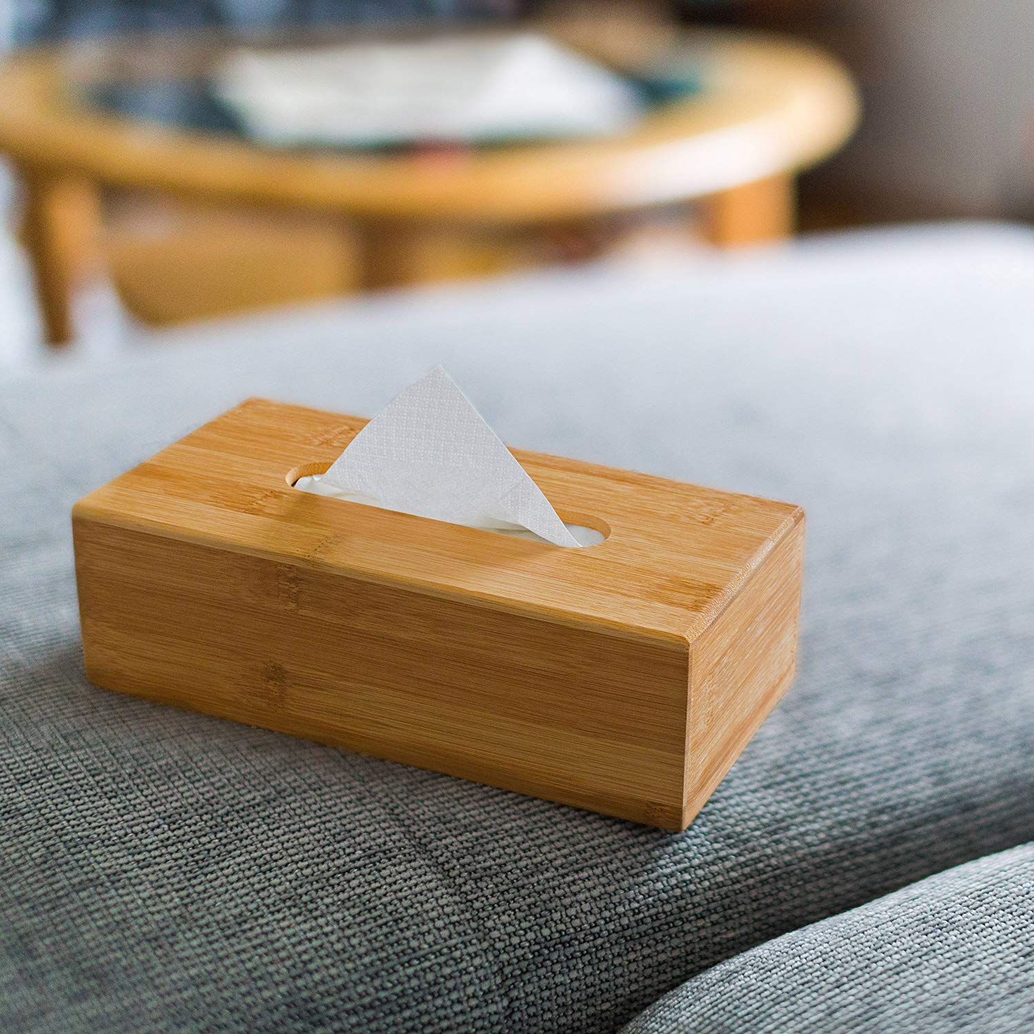 Bambulåda 7.5 x 24 x 12 cm kan användas för pappersnäsdukar, som pappershandduksdispenser med avtagbar botten som kosmetika