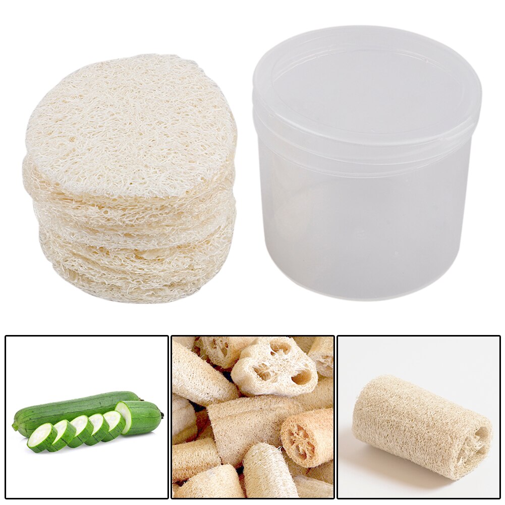 LIMPIADOR EXFOLIANTE Facial de fibra vegetal Luffa Natural de 10 Uds. Esponja removedora de maquillaje almohadillas faciales cepillo de limpieza almohadillas Loofah