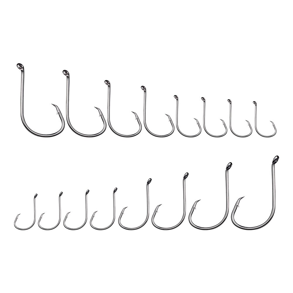 100PCS Fishing Hook 7384 Stainless Steel Carbon Chemically Sharpened Octopus Circle Hook Fishing Tackle Offset Sport Pesca Peche