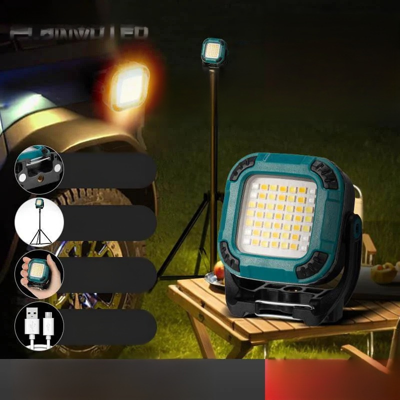 Udendørs camping trykbestandig lysscene multispeed roterende arbejdslampe mobil havelampe: Blå
