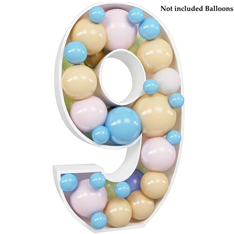 Gør-det-selv 73cm store tal ballon påfyldningsboks ballon stativ fødselsdagsfest dekoration jubilæum baby shower ballon nummer box ramme: 9