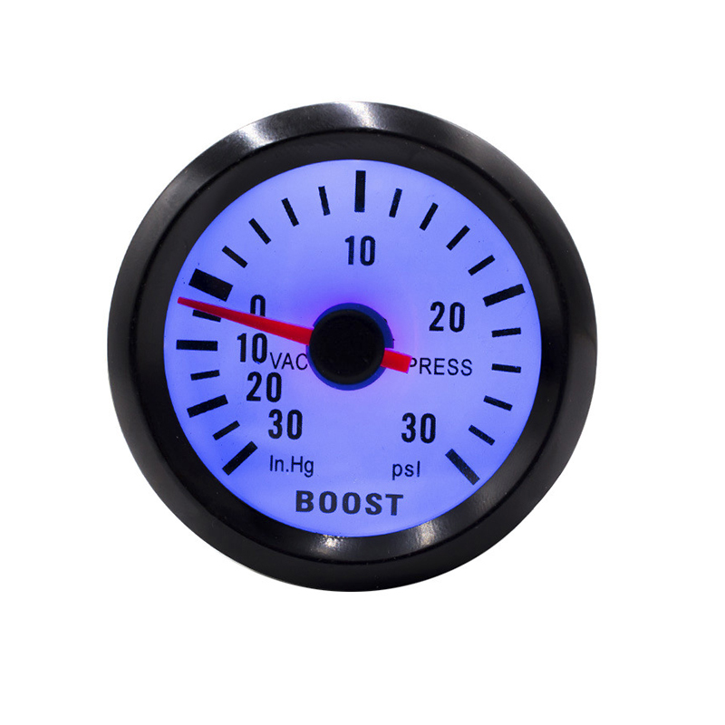 Indicateur de pression pour moteur de voiture, 52mm, PSI, sous vide, Turbo Boost, cadran, jauge, lumière bleue, jante noire, 12V