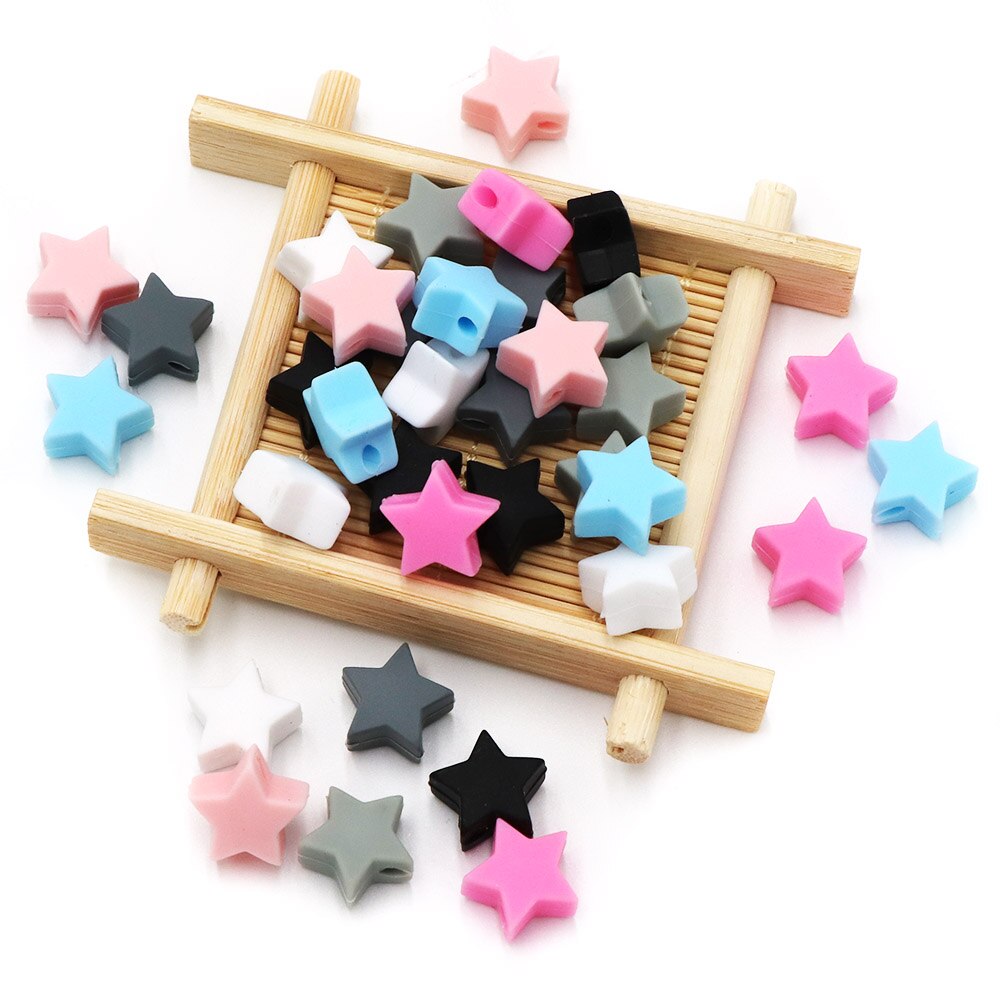 Bobo. Doos 10Pc Siliconen Star Kralen Bpa Gratis Baby Tandjes Kralen Chewable Silicone Bijtring Speelgoed Speenketting Bijtring Diy Ketting