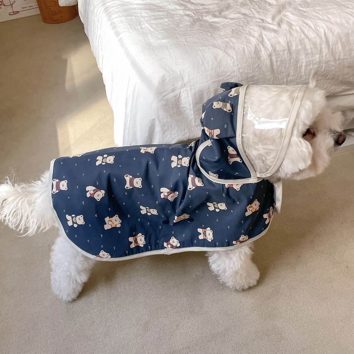 Regnjakke til hvalp, vandtæt, reflekterende klassisk kæledyrsregnjakke med sele til små hunde, pomeranian, dachshund, uigennemtrængelig: S / Sort