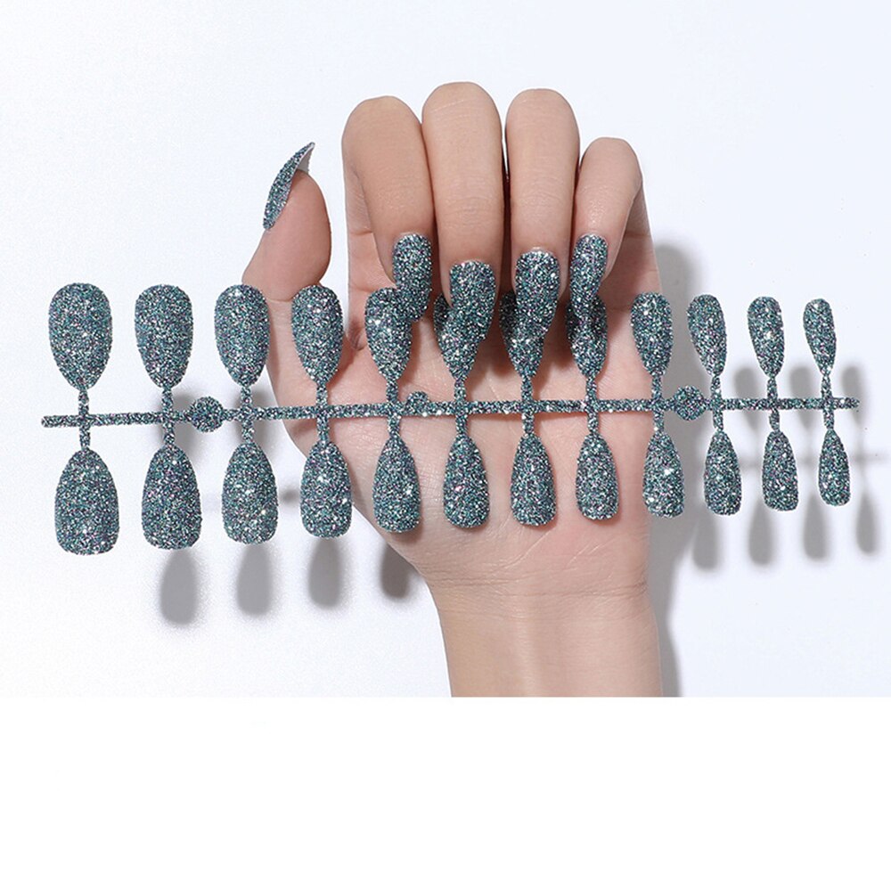 Faux ongles ballerine détachables, accessoire de manucure, 24 pièces, à paillettes de couleur bonbon, à porter, couverture complète: 16-Just 24PCS Nails
