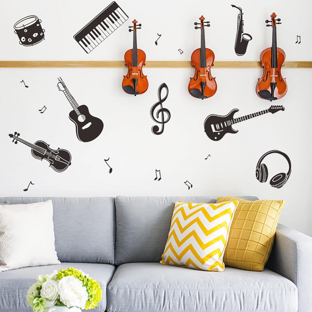 Wall Decal Musical Instrument Pattern Wall Stickers Self-adhesive PVC Window Decoration Wall Decal Sticker Home Decor
