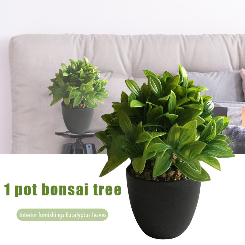 Planta de simulación de buena salud, Decoración similar a la vida, plantador decorativo de hojas de eucalipto para el hogar y la Oficina: Default Title