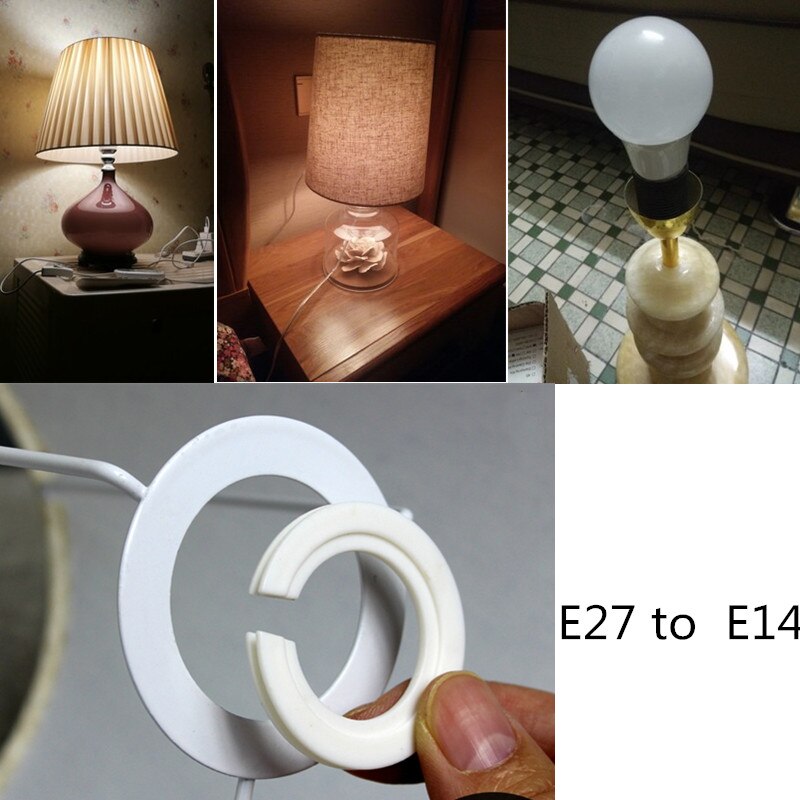 Lot De 2 Colliers Pour Abat-jour - Adaptateur Douille E14/E27, Noir Ou Blanc