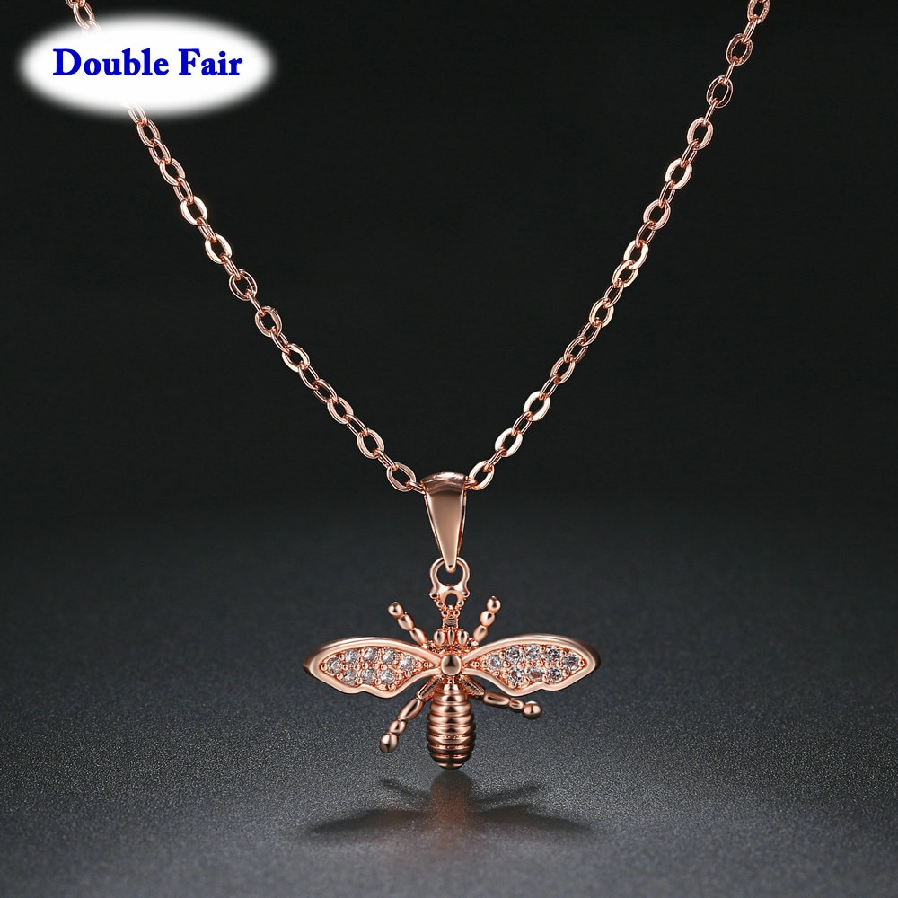 Exquisite And Lovely Insect Bee Pendant Necklaces For Women Birthday With Cubic Zirconia Jewelry Wholesael DWN082