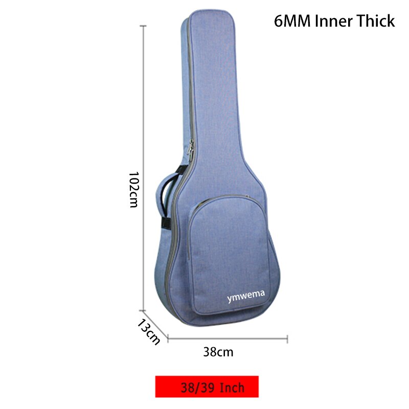Custodia per chitarra 36/41 pollici 900D borsa per chitarra in tessuto Oxford impermeabile 6/12mm doppio spallacci in cotone zaino imbottito per chitarra morbida: 39 Inch 6mm Sponge