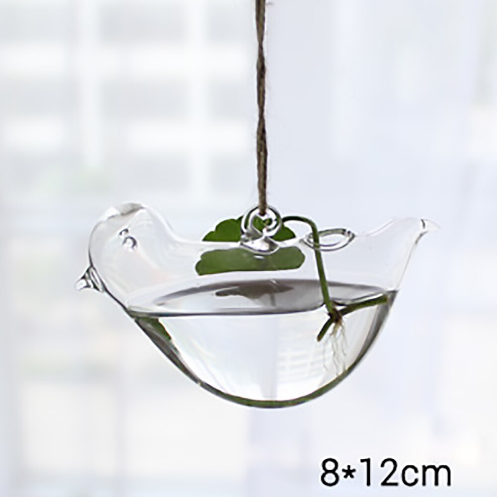 1Pcs Hanging Glass Vase Transparent Hydroponic Container Terrarium Flower Plant Pot Garden Home Wedding Decoration