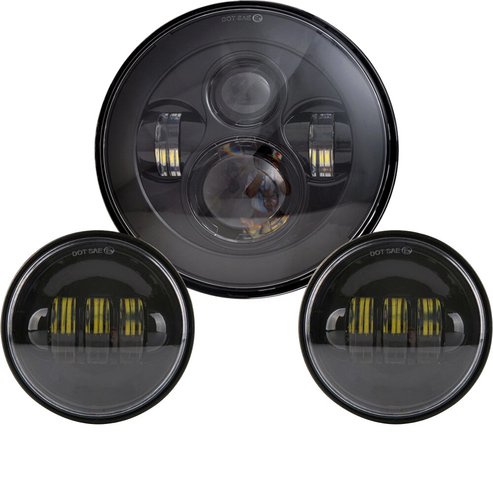 7Inch Ronde Led Koplampen + 4.5Inch Fog Passeren Lichten En Adapter Ring Voor Harley Touring Electra Glide Road king Street Glide